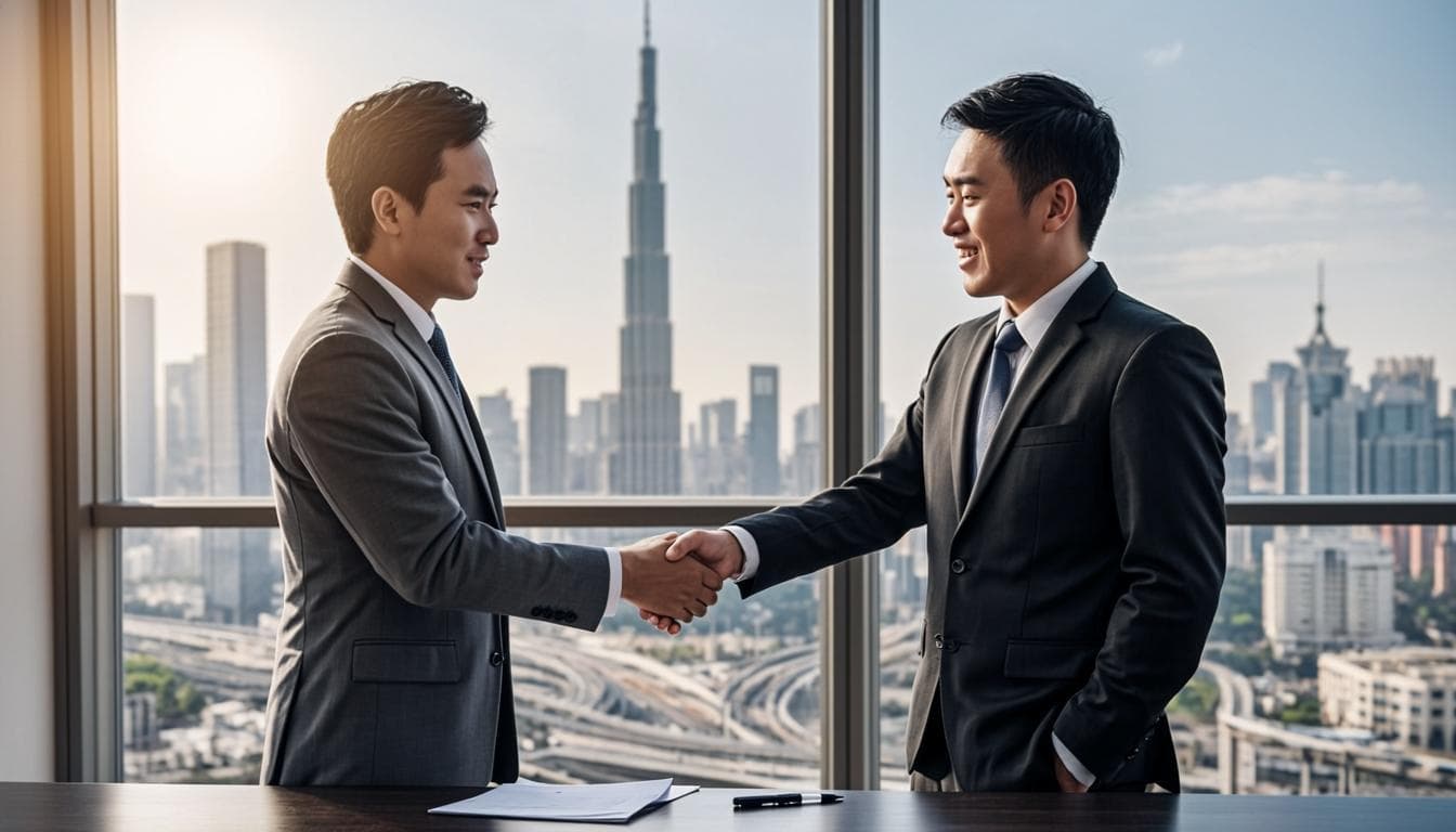 Founders Gate cost-guide visuals — mainland and free-zone licence paperwork on a founder’s desk in Downtown Dubai